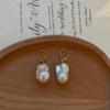 14K Gold Filled Large Baroque Pearl Dangle Earrings with 925 Sterling Silver Needle