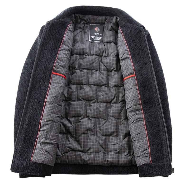 Unisex woolen coat men's winter middle-aged and elderly dad lapel wool jacket woolen coat thickened top