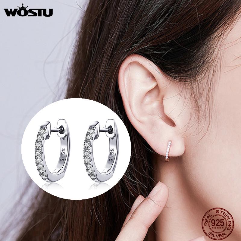 WOSTU Hot Sale 925 Sterling Silver Gold Color Small Circle Hoop Earrings For Women Birthday Simple Noble Jewelry Gift CQE498