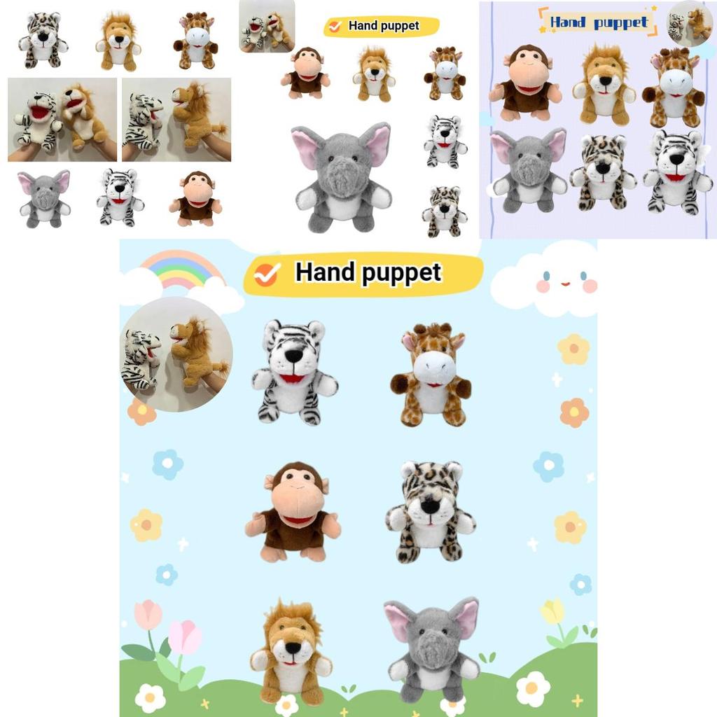 Jungle Animal Hand Puppets Lion Tiger Deer Monkey Plush Toys For Kids