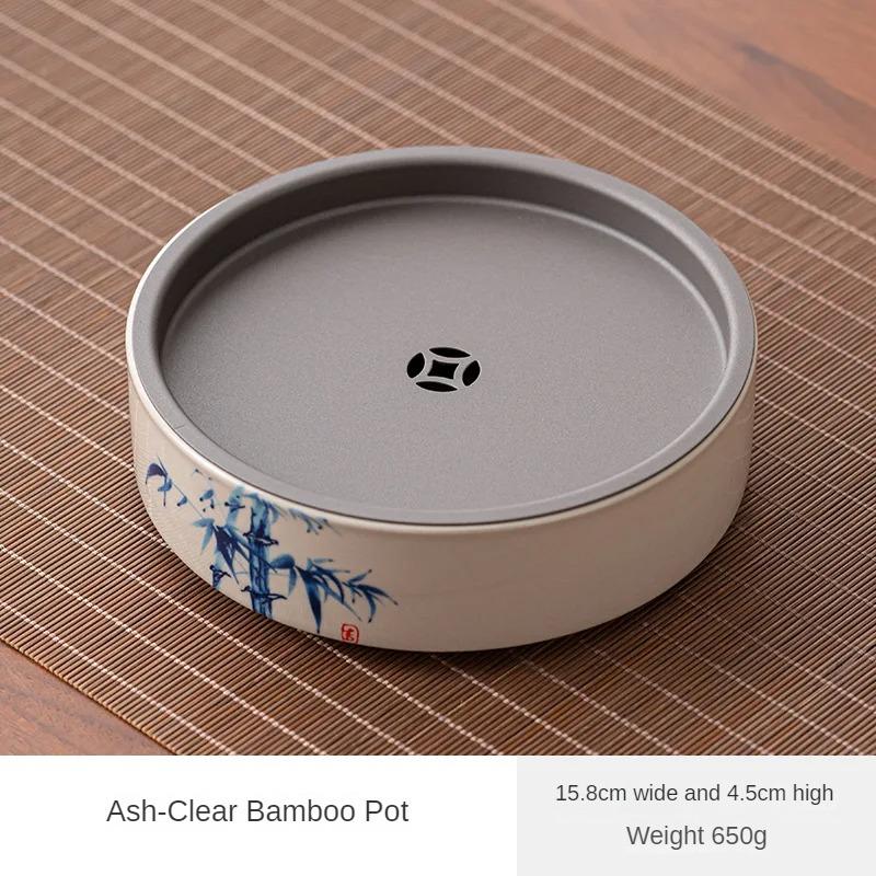 

Подставка для горшка из древесной золы, чайная утварь в стиле кунг-фу, маленький чайный столик, подставка для чайника, ретро-керамический поднос из сухой пены, подставка для хранения воды в домашних условиях 15.8X4.5CM