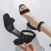Ladies' Square Toe Fashion High-heeled Sandals with Thick Heels.