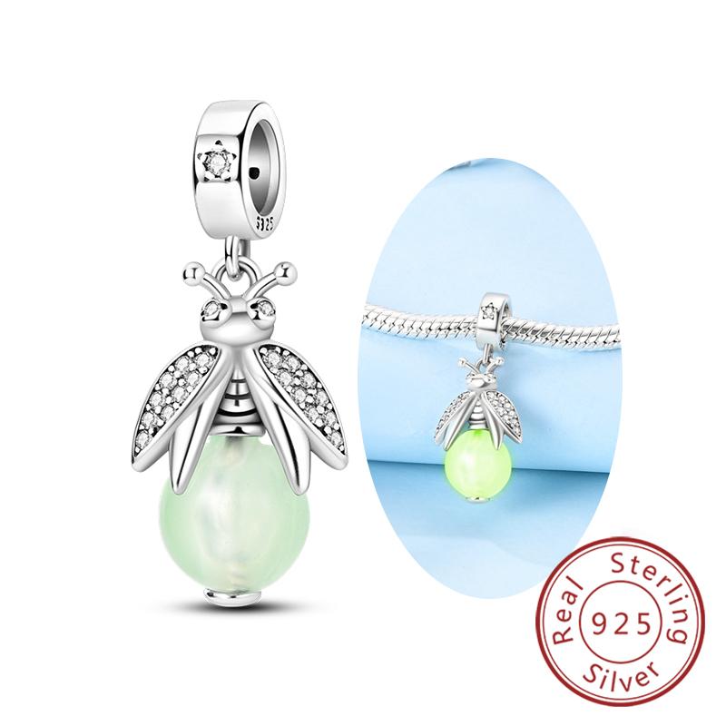 Copper Charms Beads Pendant Luminous Firefly Butterfly Charms Fit Original Bracelet Women Diy Jewelry Making Gifts