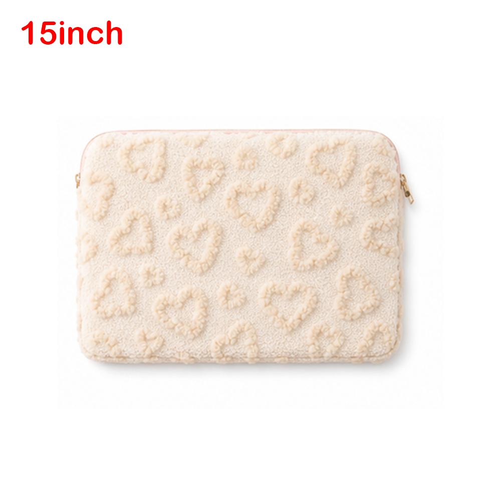 Plush Notebook Computer Sleeve Heart Pattern Protective Device Case Tablet Sleeve Daily Commuting