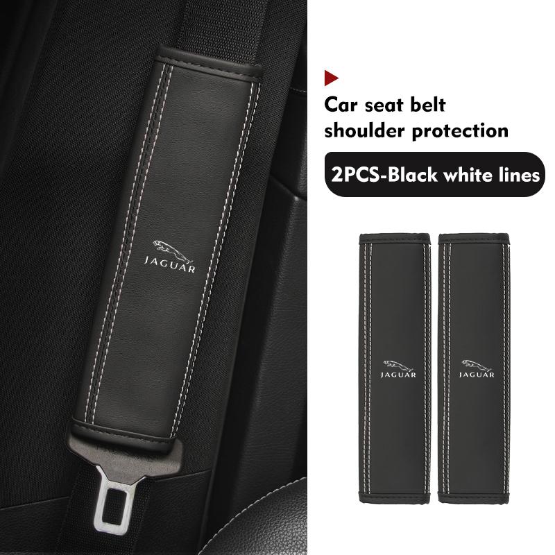 Leather Car Seat Belt Shoulder Protector Seat Belt Cover For Jaguar XK S-Type F-Type X-Type F-Pace I-Pace E-Pace XFR XKR P4