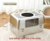 Large Stainless Steel Enclosed Cat Litter Box with Anti-Splash High Fence