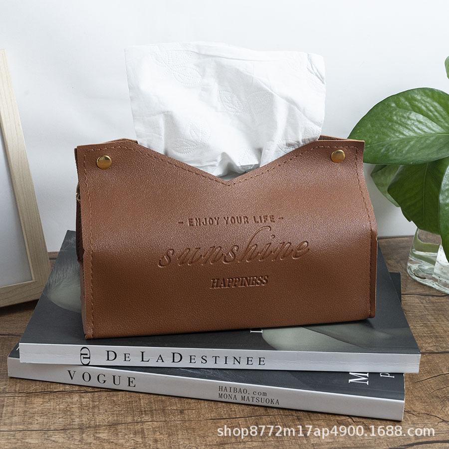 Leather Tissue Box Home Living Room Hotel Bedroom Creative Minimalist Fashionable Printing Paper Drawer Storage Box NapkinHolder