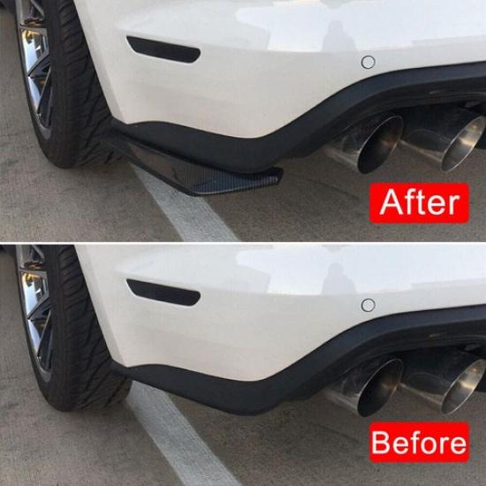 Carbon Fiber Black Rear Bumper Diffuser Side Fender Spoiler Lip Canard Protector