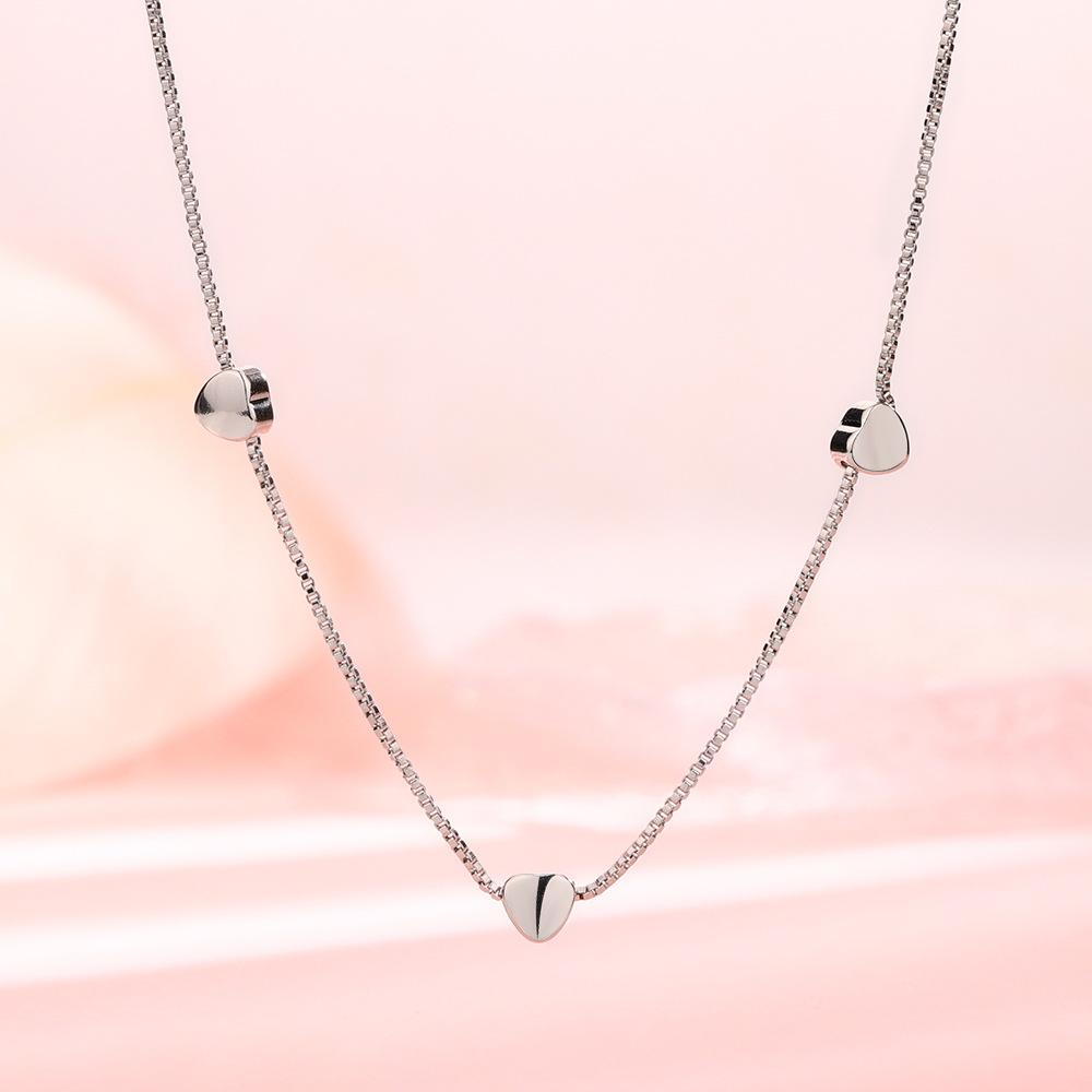 Five Love Necklaces, Minimalist Design, Heart-To-Heart Collarbone Chain, French Casual Style Three-Dimensional Heart-Shaped Neck Chain.