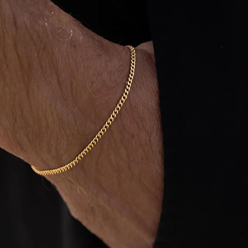 eManco Men's Adjustable Colorfast Stainless Steel Cuban Link Bracelet