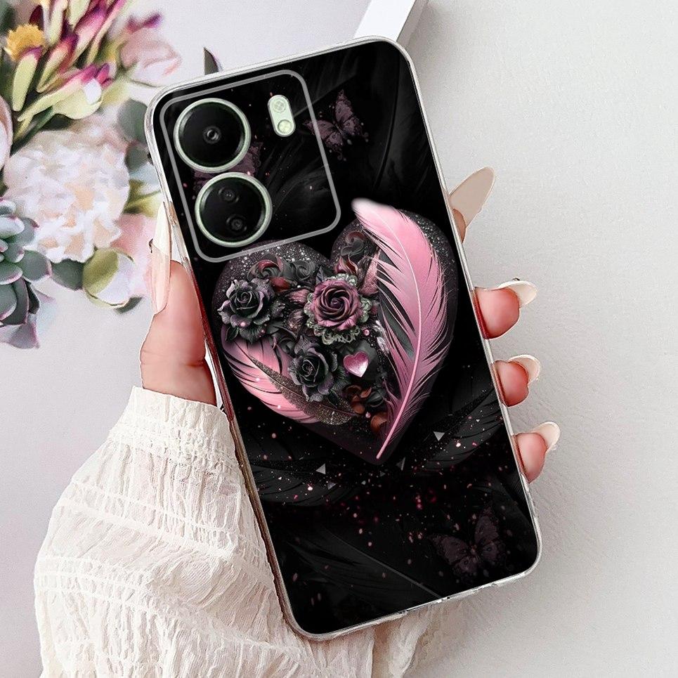 For Xiaomi Redmi 13C 5G 4G  Back Bumper Redmi 13 4G Colorful Butterfly Flower Painting Phone Case Transparent Soft TPU Silicone