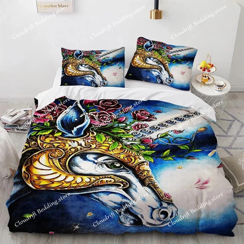 Cartoon Unicorn Design Duvet Cover Set Cute Comforter Cover Bedding Set Bed Linen for Baby Kids Girls Gift Bedroom Decoration026