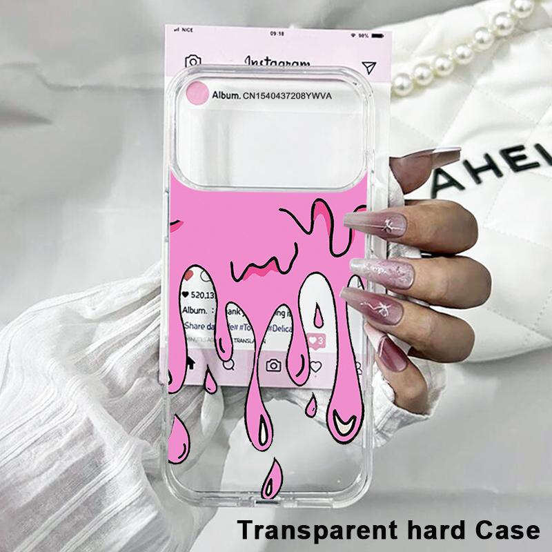 Pink Ice Cream Fluttering Phone Case For iPhone 17 Air 16 Pro Max 15 14 13 12 11 XS 8 7Plus Candy Color Clear Hard Cover Fundas