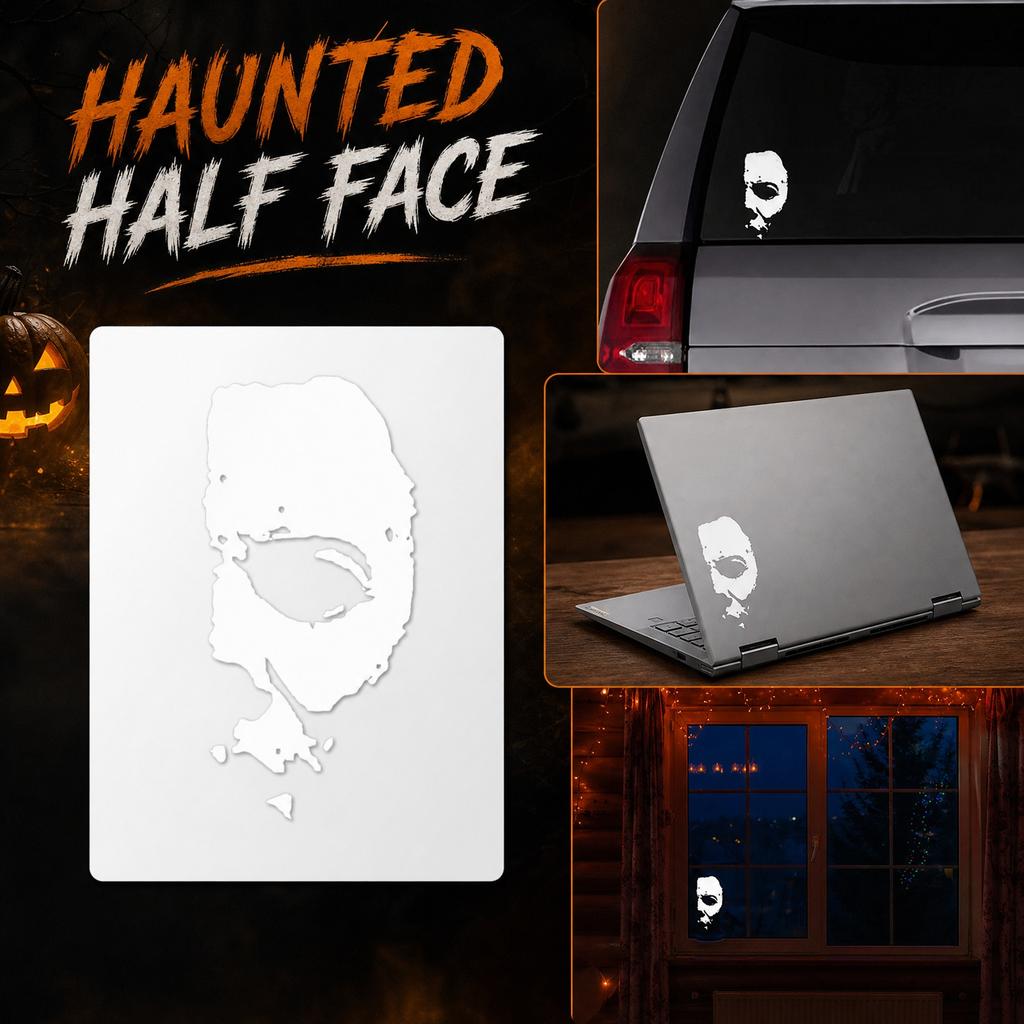 Car Decal Scary Half Face Design Die Cut Sticker for Outdoor Use