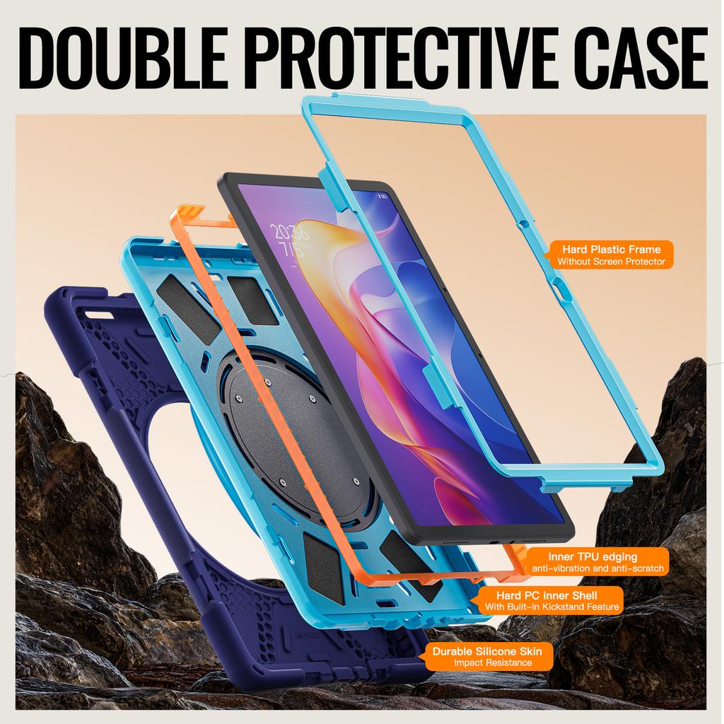 Rotating Rugged Case for Xiaomi Redmi Pad 2 2025 11.0" 25040RP0AG 25040RP0AI Hybrid Stand Cover with Handle Grip Shoulder Strap