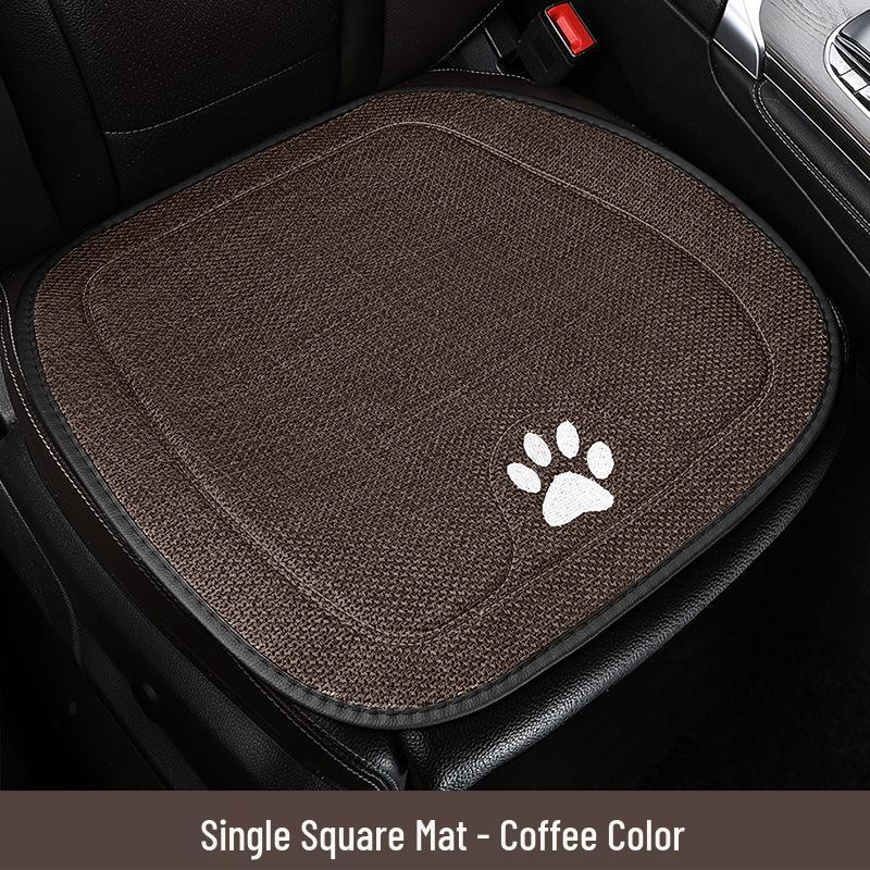 Beaver Cartoon Cotton Linen Car Seat Cushion for Hyundai Festa, Elantra, Tucson - All-Season Use.