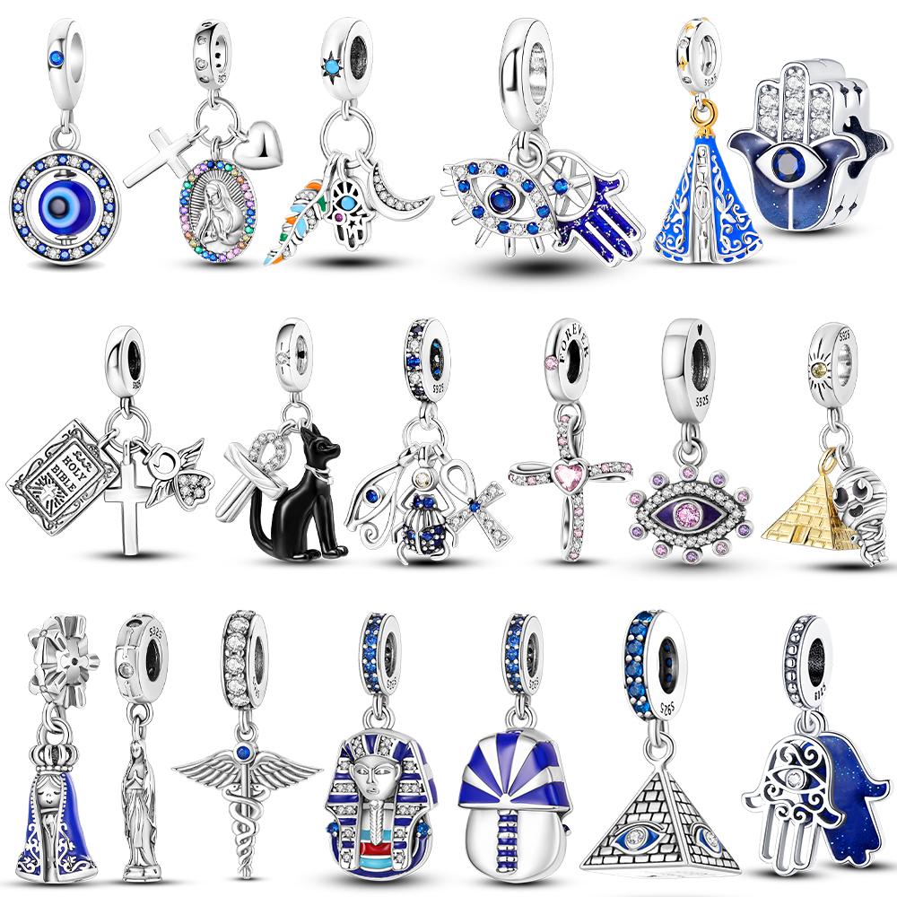 Dangle Charms Cross Angel Pyramid Pharaoh Copper Baeds Fit Original Bracelet Diy Jewelry Charms Accessory Fine Gift