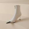 Krazing Pot Microfiber Basic Design Winter Pointed Toe Metal Thin High Heels Modern Boots Women Ankle Boots