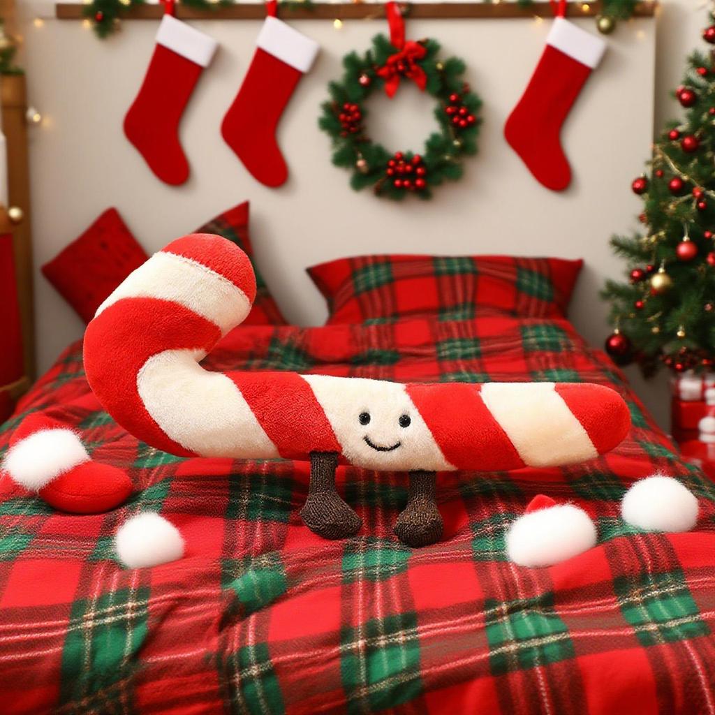 Christmas Candy Cane Pillow Gingerbread House Decoration Plush Throw Pillow Winter Home Decor Living Room Sofa Couch Cushions