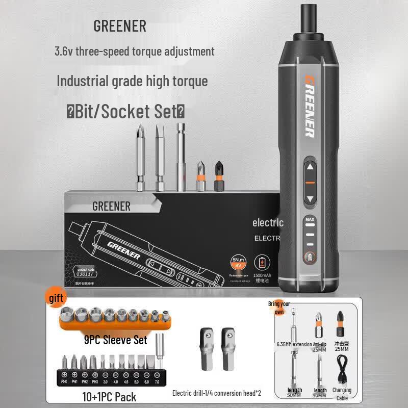 

Greener Rechargeable Electric Screwdriver Set CN plug (adapter included)
