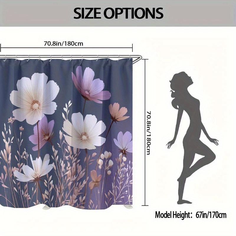 4pcs Serene Floral Night Shadow Printed Shower Curtain Set Bathroom Decor Kit Includes Shower Curtain Non-Slip Mat Toilet