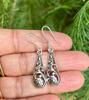 925 Sterling Silver Oxidized Danglers Earrings JHUMKA, Long Linear Earring, Cutwork FREE SHIP, 3.00 gm
