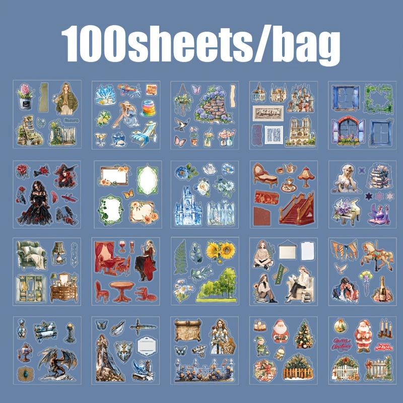 

100 листов/коробка Подарочная коробка со стикерами серии World Creativity Материал для коллажа для ручного аккаунта, поздравительная открытка, декоративный подарок для блокнота