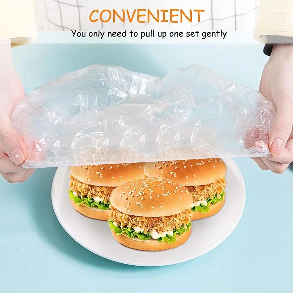 Single-use food cover plastic packaging elastic food cover fruit bowl cup cover food fresh sealed kitchen preservation bag 100Pcs