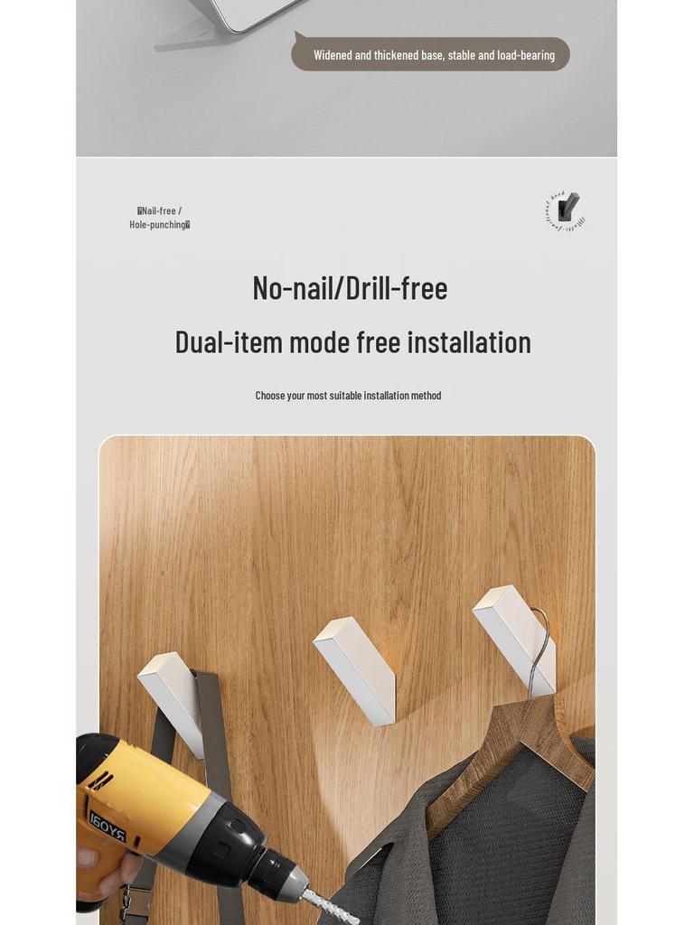 Stainless Steel No-Drill Wall Hook for Coats and Hats