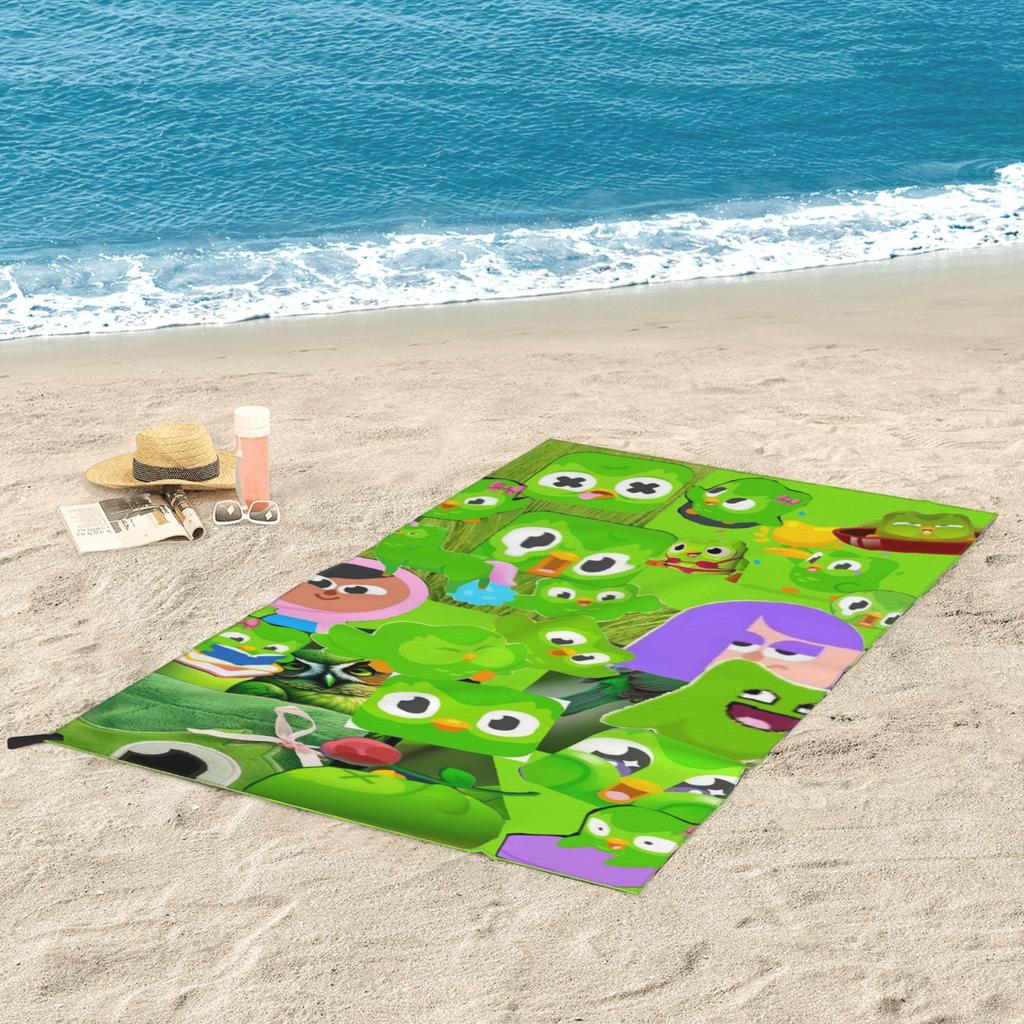 Duolingo Owl Duo Beach Towel Soft Microfiber Quick Dry Absorbent Quick Towels For Pool