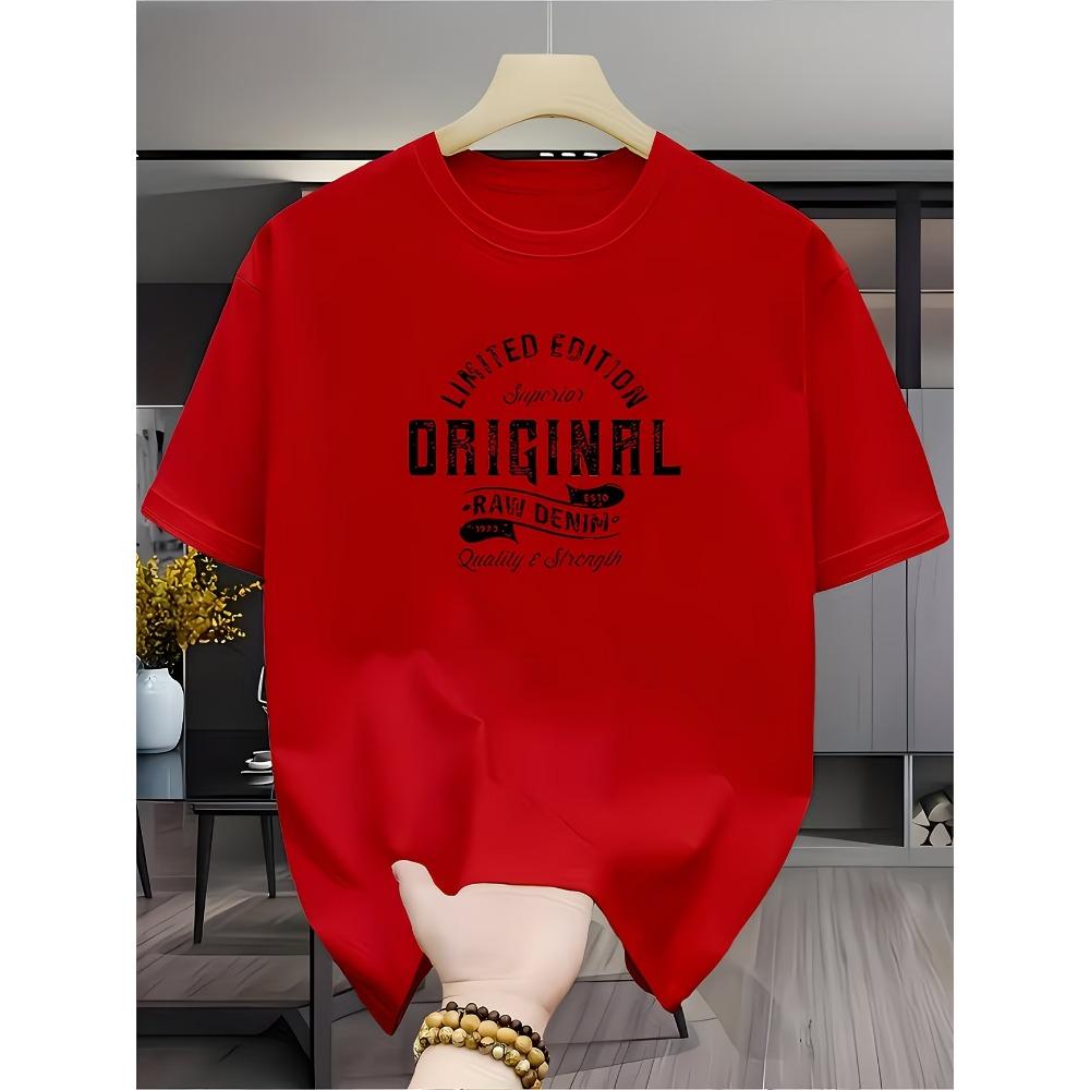 Summer Men's Casual Sports Loose Large Print Comfortable Round Neck Short Sleeved T-shirt Top