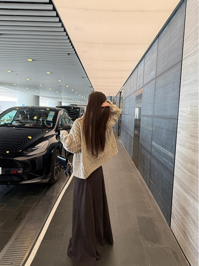 Yaya Shop Saia Maxi Camurça Estilo Wabi-Sabi Retro Estudante de Arte