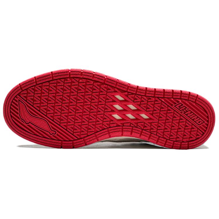 Li Ning Slip Resistant Abrasion Resistant Low top Skateboard Shoes Men's Beige AEPV079-1