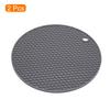 2pcs Uxcell Dish Drying Mat Set Round Silicone Reusable Drain Pad Heat Resistant Suitable for Kitchen Counter Fridge Drawer