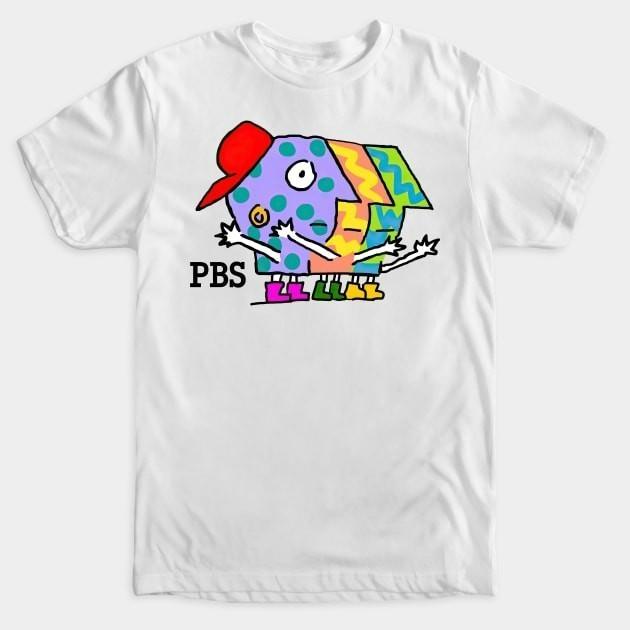 Vintage PBS Cartoon Character T-Shirt Funny Radio Station Tee Shirt for Guys XXXL