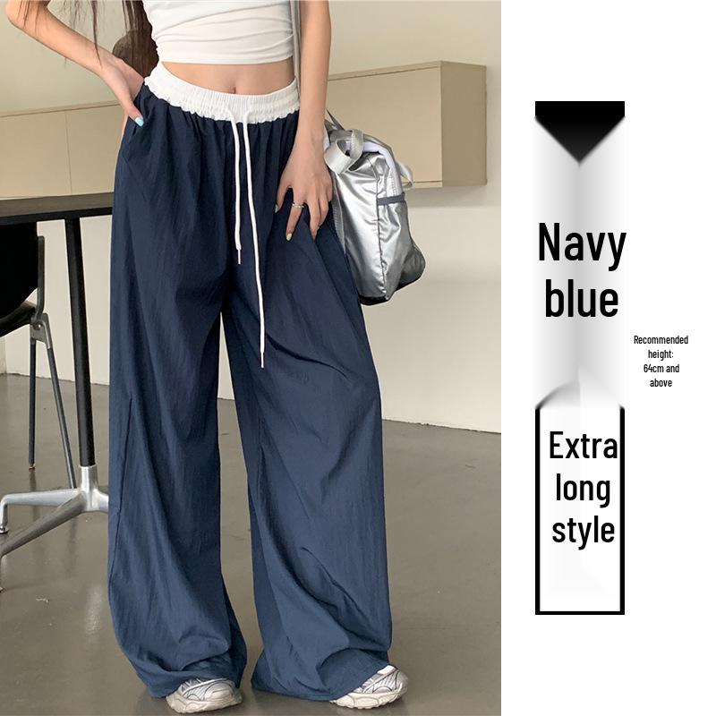 Women's Color Block Wide Leg Elastic Waist Quick-Dry Pants - Spring/Summer 2025, Loose Fit, Yamamoto Style