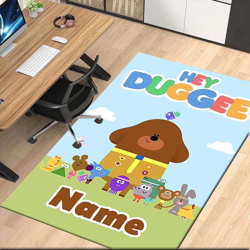 Custom Name Hey Duggee Printed Carpet, for Office Chair Living Room Bedroom Kitchen Room Decor Gifts.