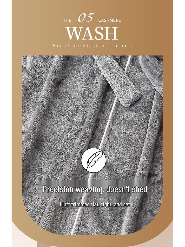 Extra-Long Coral Fleece Bathrobe for Men and Women - Winter Style Flannel Pajamas