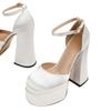 Fashion 2025 Mary Jane Block Heels High Quality Women's Satin Ultra High Heels Thick Sole Round Toe Ankle Straps Party Wedding Shoes