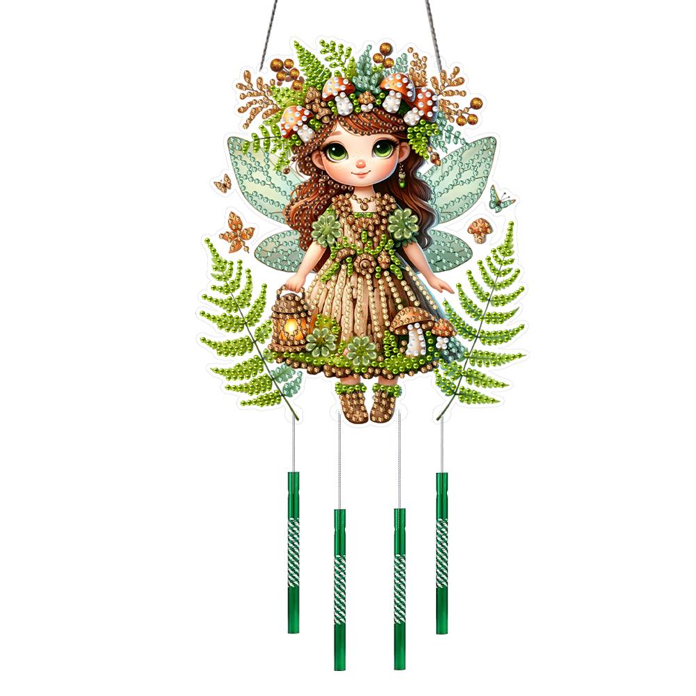 

Forest Girl Double Sided Acrylic Special Shape Crystal Wind Chimes Pendant Kit DIY Rhinestones Wind Chime Kit for Window Decor