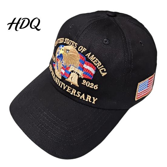 1776 To 2026 Hat USA 250th Anniversary 1776-2026 Embroidered Patriotic Hat Adjustable Veterans Day Gift Fit Baseball Caps Memorial Dad Red Stitching чёрный