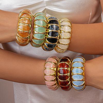 Colorful Acrylic Bracelet for Women Elastic Stretch Bangle Jewelry Gift