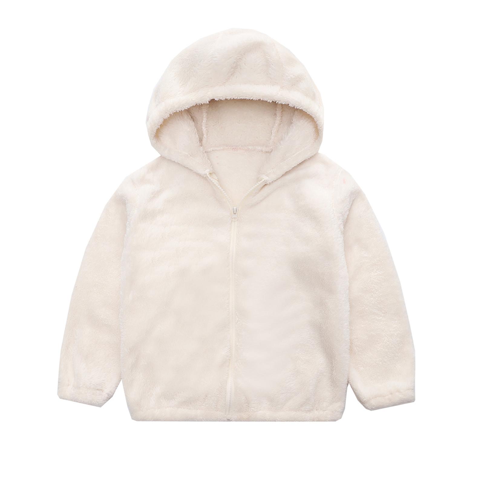 

Детская модная повседневная флисовая толстовка с капюшоном, с длинным рукавом, теплая, на молнии 160 белый