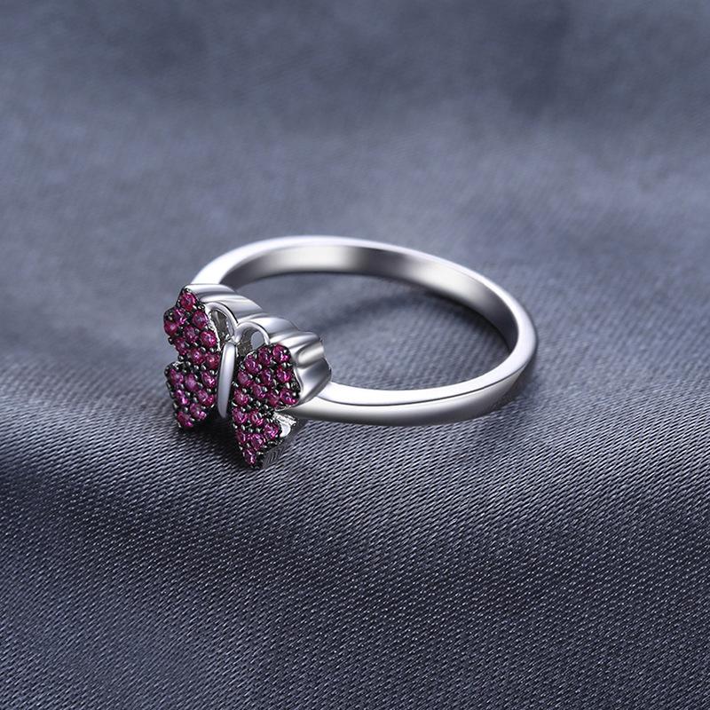 S925 Silber Mikropavé roter Korund Schmetterling Tier Ring Schmuck