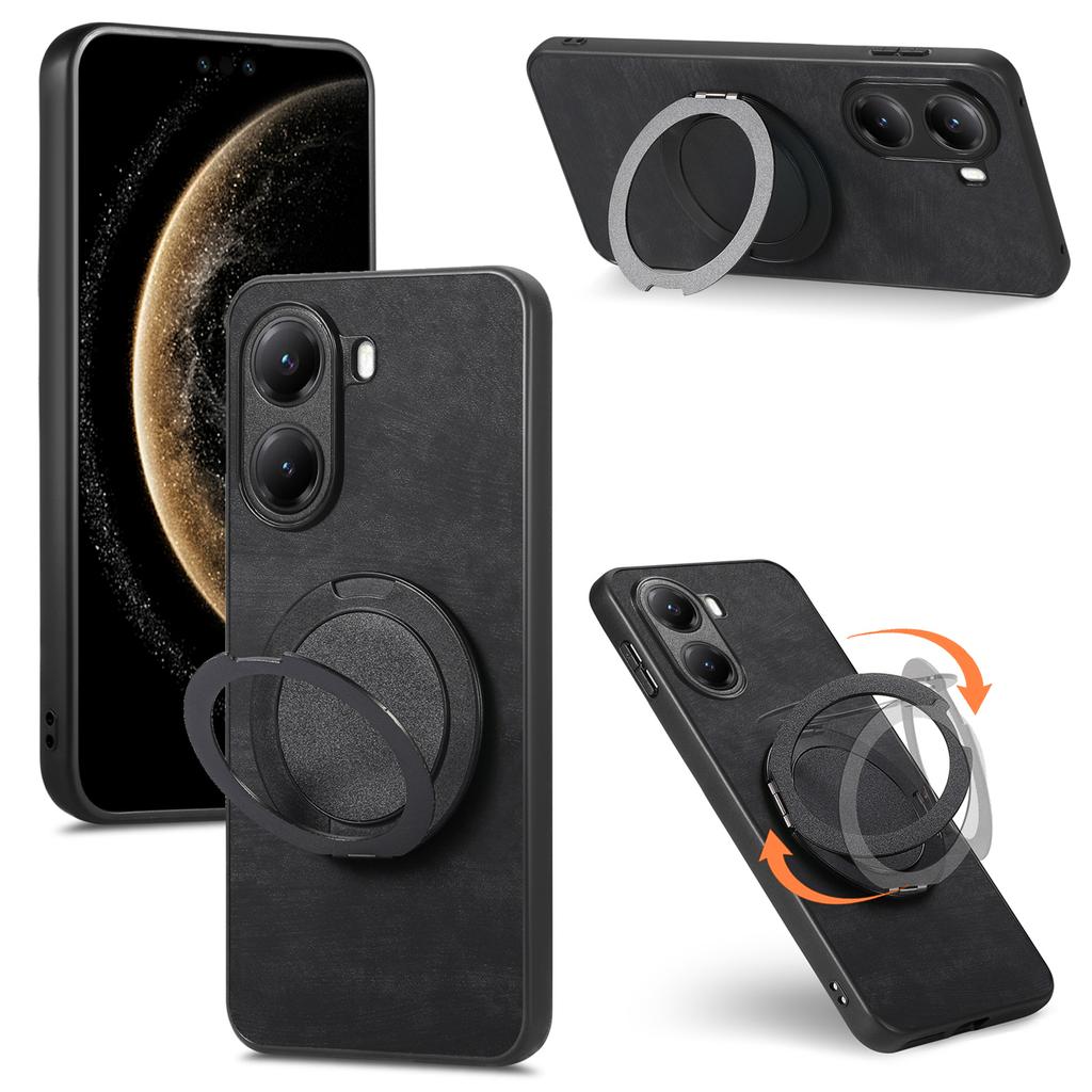 For Xiaomi Poco X7 Pro 5G/Xiaomi Redmi Turbo 4 5G Phone Case with Rotating Kickstand Stress Relief Retro Leather Back Cover