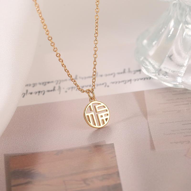 Fuzi Necklace for Women Summer Design and Fashion Fu Brand Simple Collarbone Chain New Style