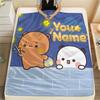 1PC Bear Panda Night Custom Name Patterned Flannel Blanket Suitable For All Seasons For Home Decor Warmth And Comfort Gifts Holiday Present