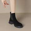 Fashion Women Cow Suede Platform Boots Round Toe Chunky Heel Boots for Women Winter Fashion Short Boots Slip-on Concise Women Boots