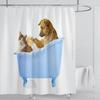 Cat Dog Funny Cartoon Creative Personality Shower Curtains Cute 3D Printed Pvc Fabric with Hooks Waterproof Bathroom Decoration