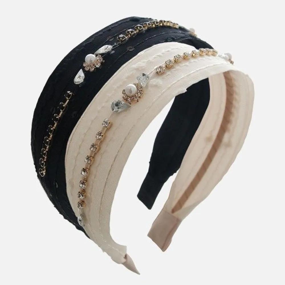 J Lauren Cubic Lace Wide Fabric Sequin Hairband H01538 ivory